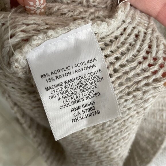 Oatmeal Colored Open Back Crewneck Sweater - Picture 5 of 5